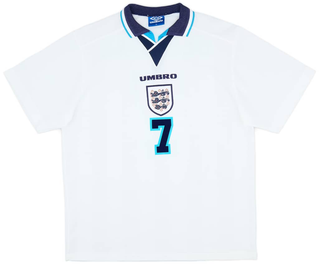 1995-97 England Home Shirt Beckham #7 - 8/10 - (XL)
