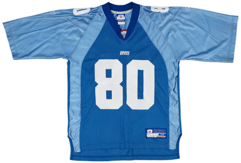 2002-04 New York Giants Shockey #80 Reebok On Field Home Jersey - 4/10 - (M)