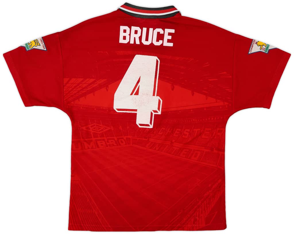 1994-96 Manchester United Home Shirt Bruce #4 - 6/10 - (Y)