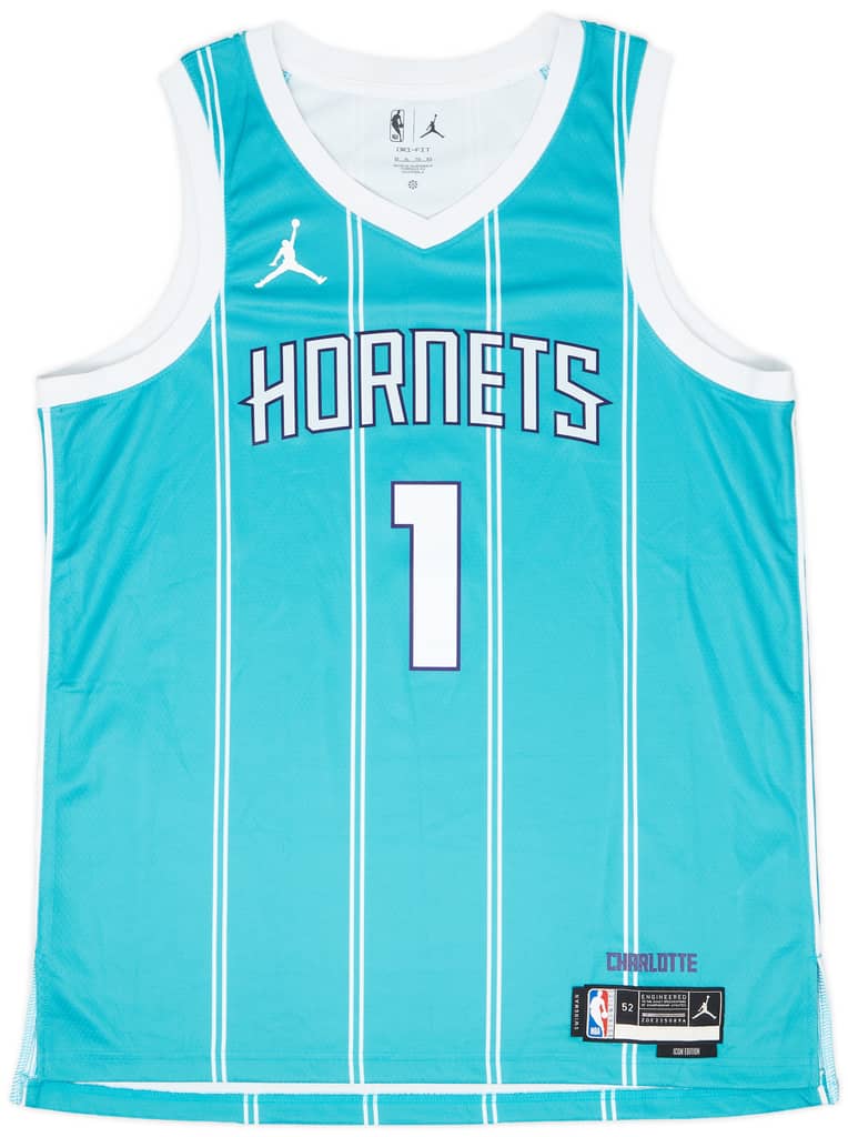 2022-25 Charlotte Hornets Ball #1 Jordan Swingman Away Jersey - 9/10 - (XL)