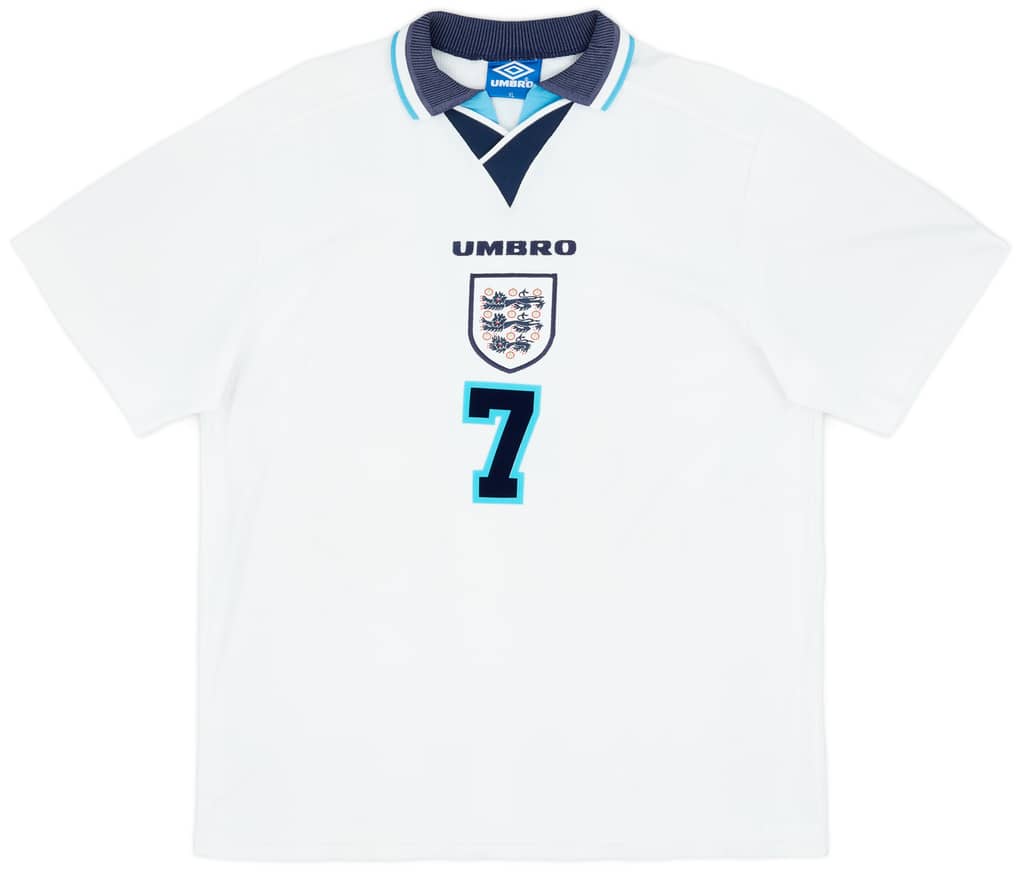 1995-97 England Home Shirt Beckham #7 - 8/10 - (XL)