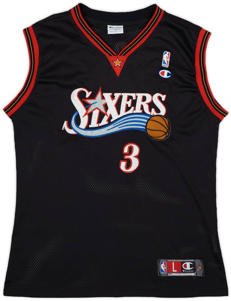 2000-06 Philadelphia 76ers Iverson #3 Champion Authentic Away Jersey - 5/10 - (L)
