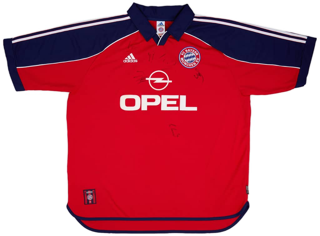 1999-01 Bayern Munich Squad Signed Home Shirt Jancker #19 - 8/10 - (XXL)