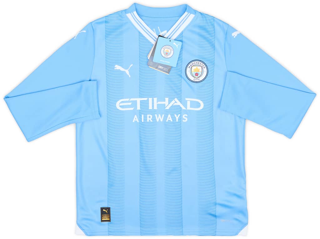 2023-24 Manchester City Home L/S Shirt (L.Kids)