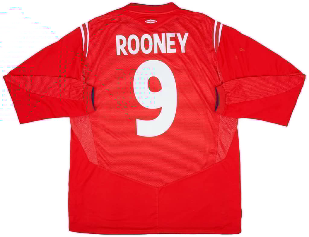 2004-06 England Away L/S Shirt Rooney #9 - 8/10 - (XL)