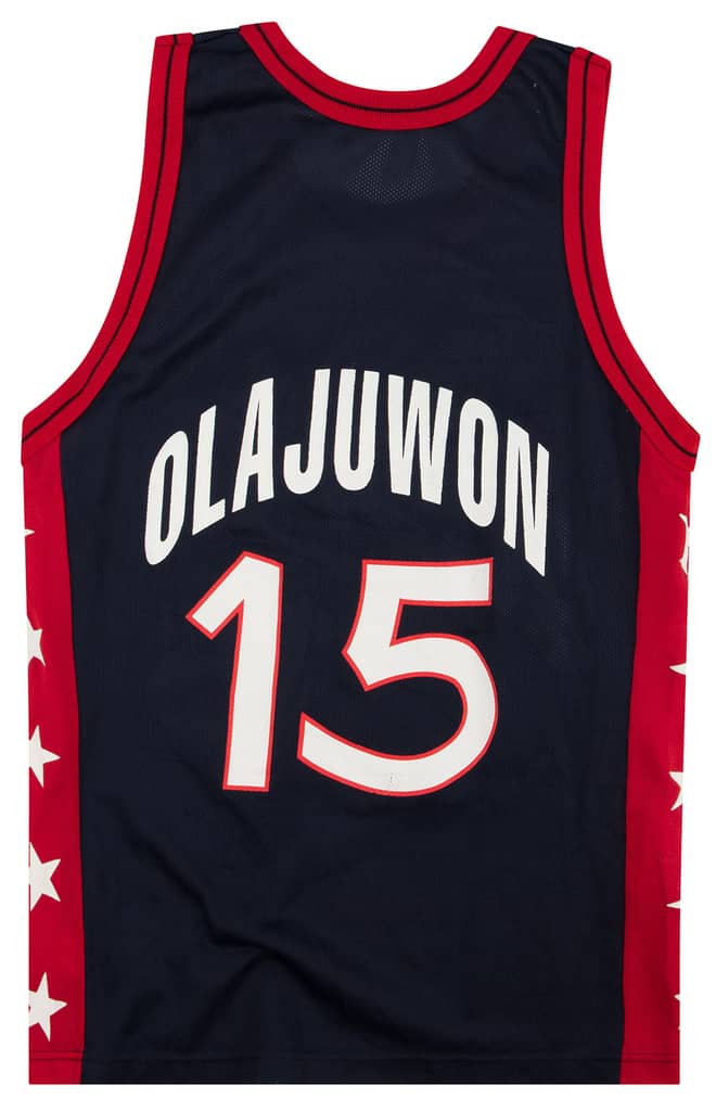 1996 USA Olajuwon #15 Champion Jersey (Away) M