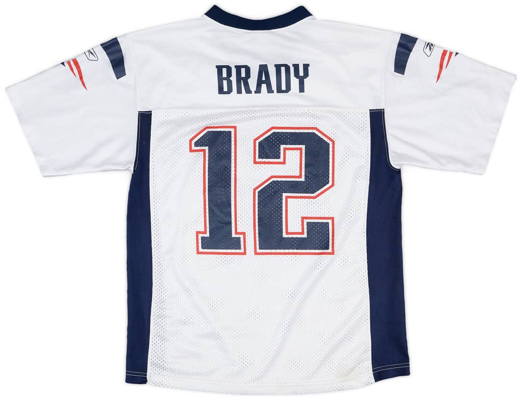 2008-11 New England Patriots Brady #12 Reebok Replica Away Jersey - 7/10 - (L.Boys)