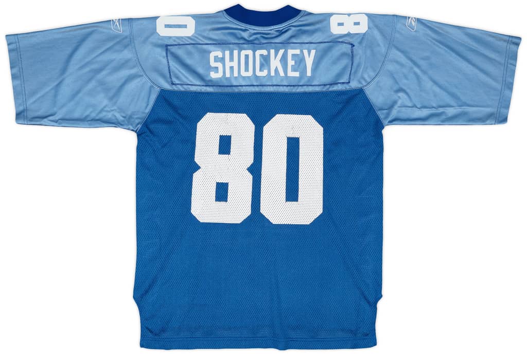 2002-04 New York Giants Shockey #80 Reebok On Field Home Jersey - 4/10 - (M)