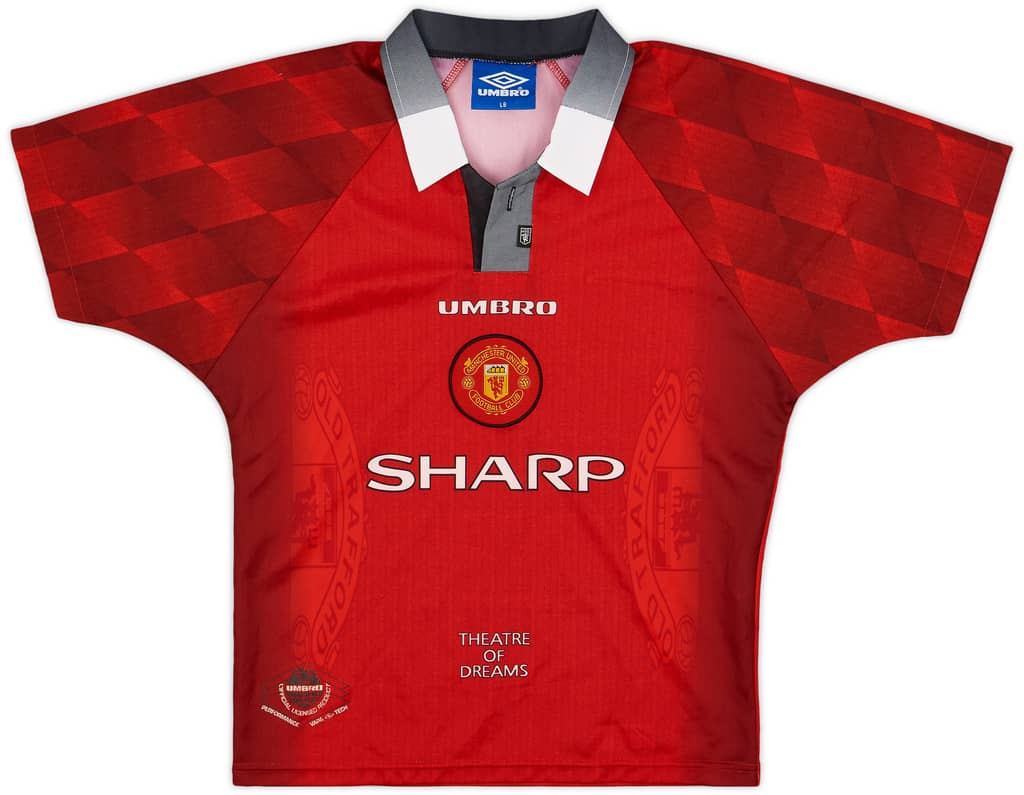 1996-98 Manchester United Home Shirt - 8/10 - (L.Boys)