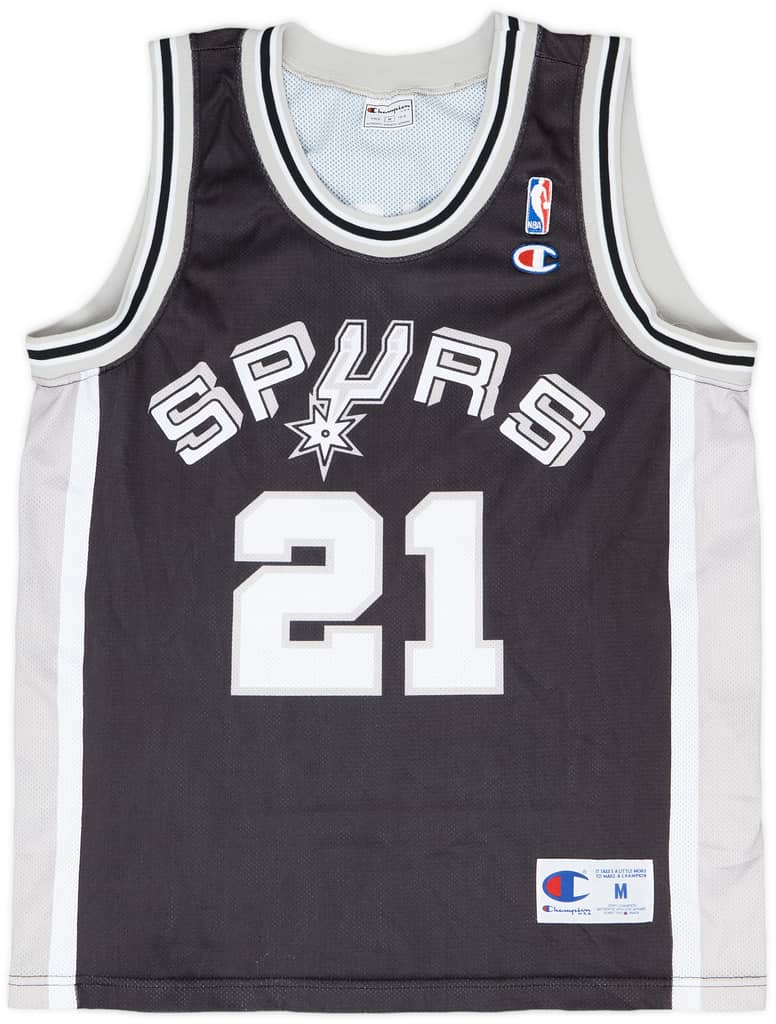 1997-02 San Antonio Spurs Duncan #21 Champion Away Jersey - 9/10 - (M)