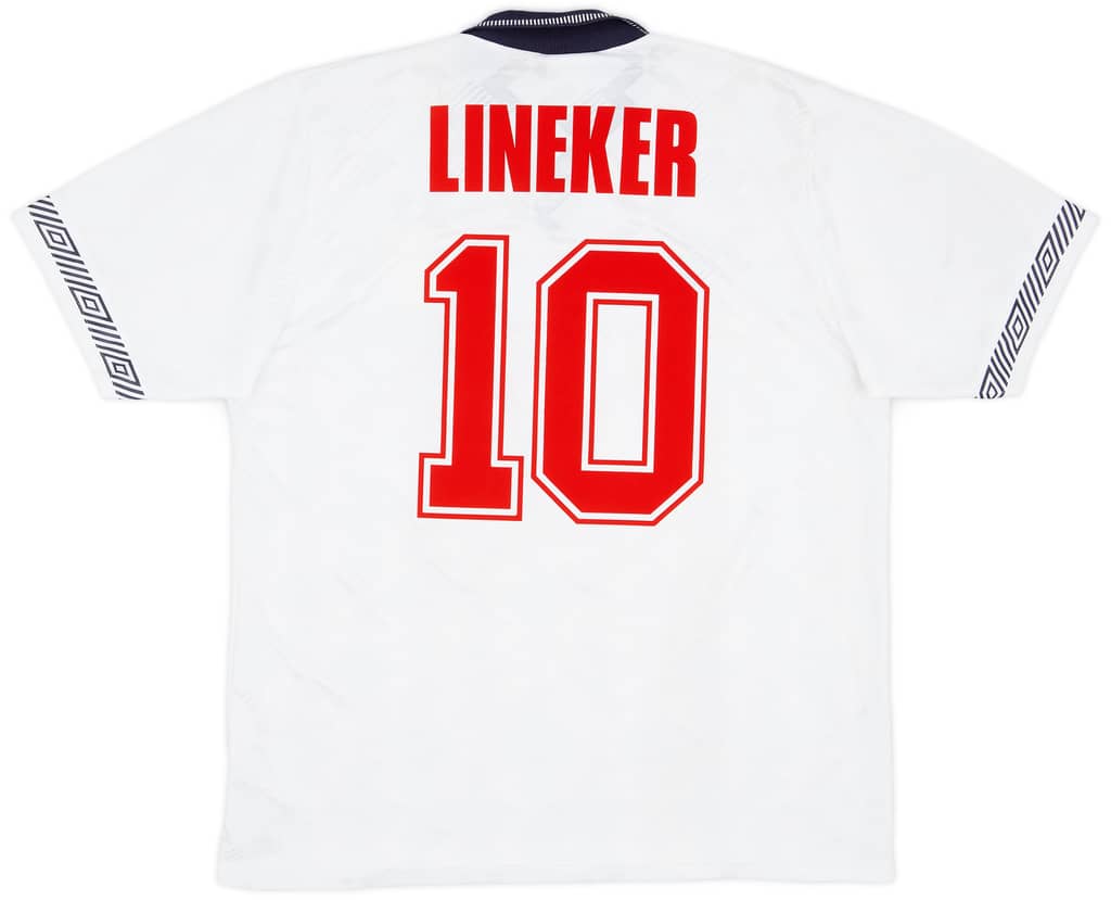 1990-92 England Home Shirt Lineker #10 - 8/10 - (L)
