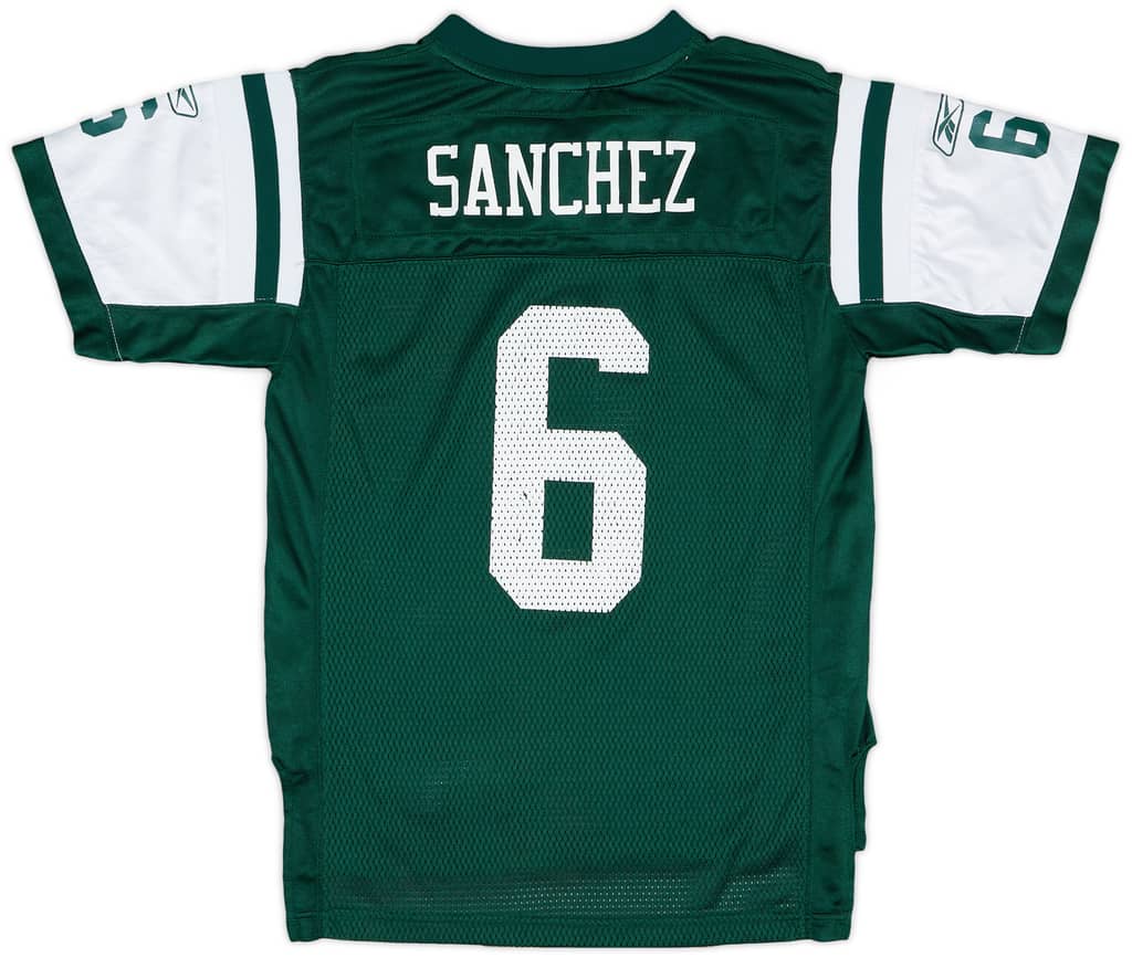2009-11 New York Jets Sanchez #6 Reebok On Field Home Jersey - 7/10 - (M.Boys)