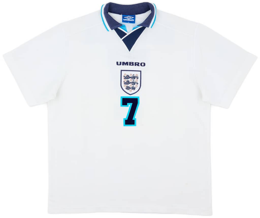 1995-97 England Home Shirt Beckham #7 - 8/10 - (XL)