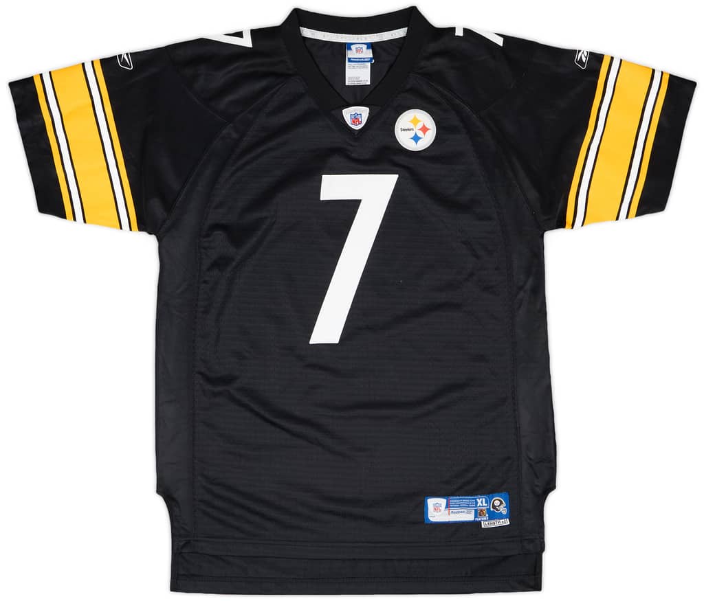 2005-06 Pittsburgh Steelers Roethlisberger #7 Reebok Premier Home Jersey - 8/10 - (XL.Boys)