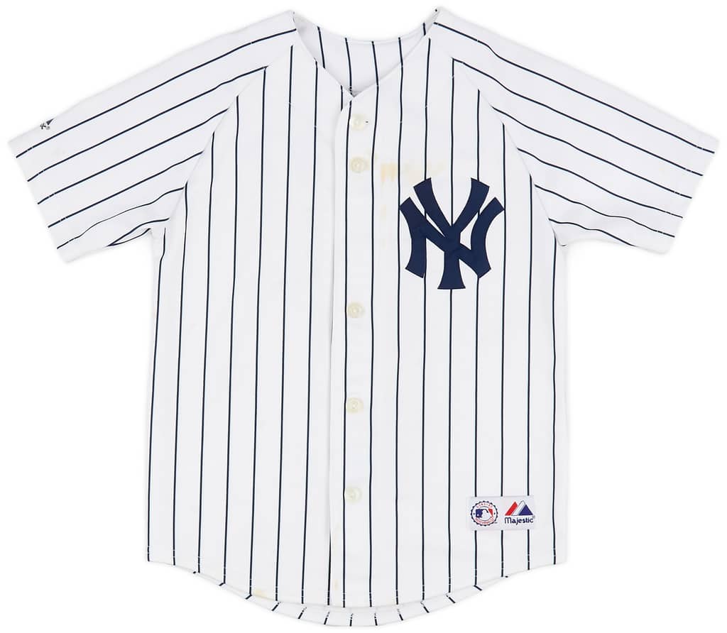 2004-08 New York Yankees Jeter #2 Majestic Home Jersey - 5/10 - (S.Boys)