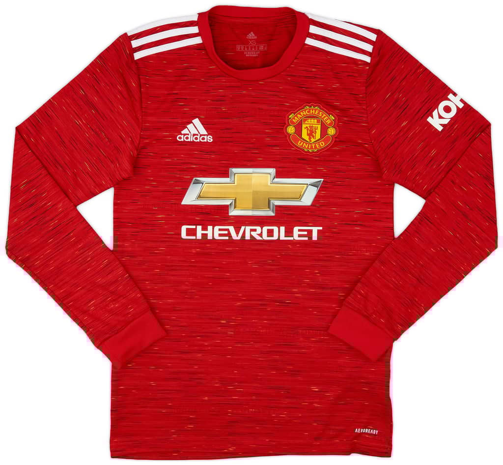 2020-21 Manchester United Home L/S Shirt - 9/10 - (XS)