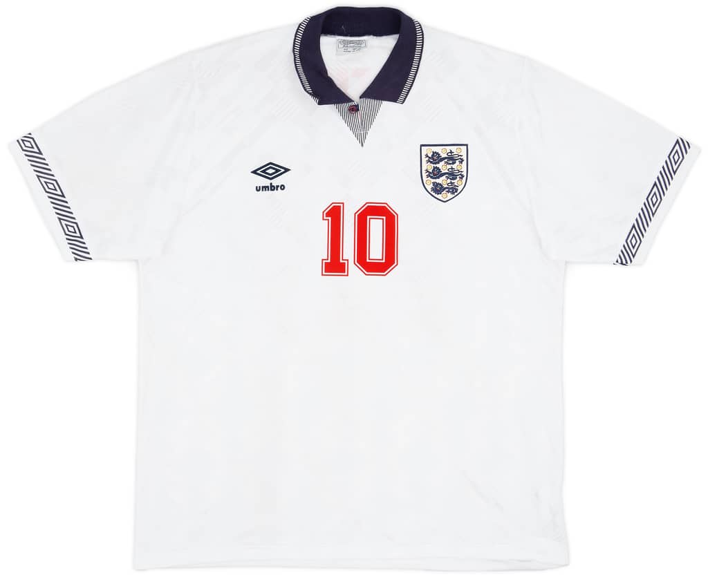 1990-92 England Home Shirt Lineker #10 - 8/10 - (L)