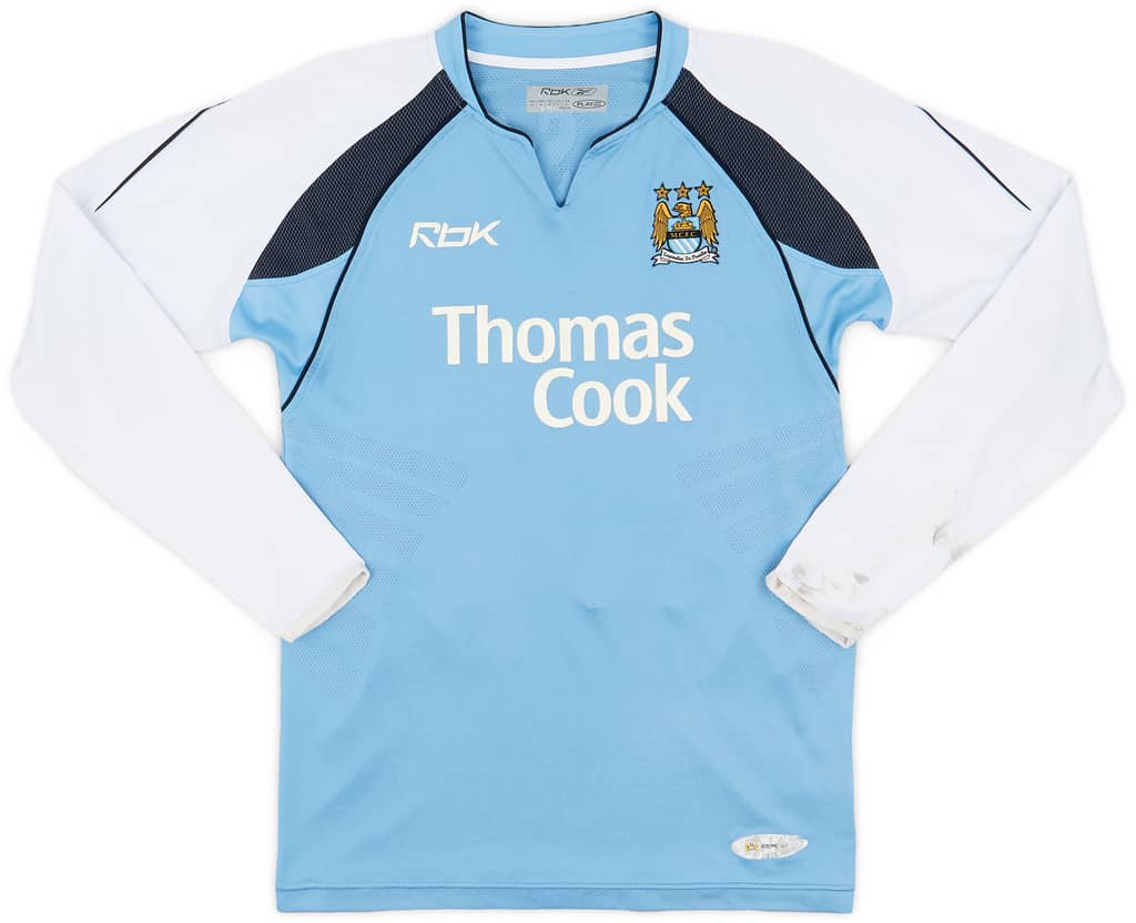 2006-07 Manchester City Home L/S Shirt Beasley #24 - 5/10 - (S)