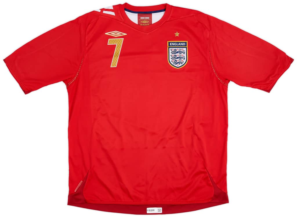 2006-08 England Away Shirt Beckham #7 - 7/10 - (XL)
