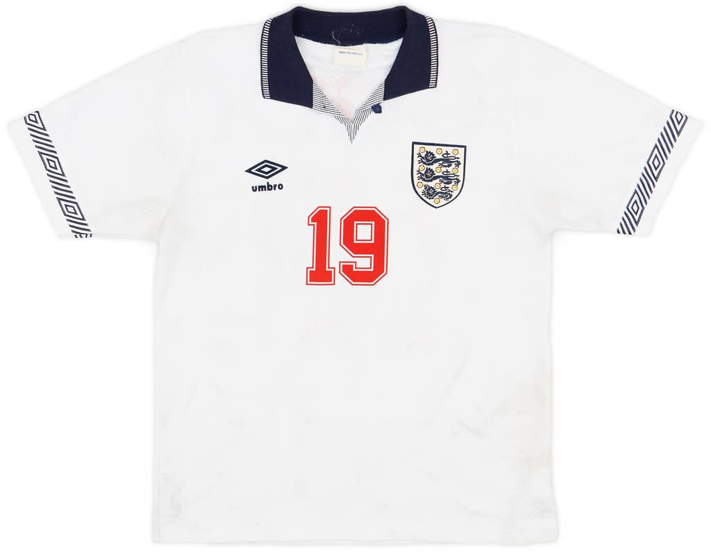1990-92 England Home Shirt Gascoigne #19 - 5/10 - (S)