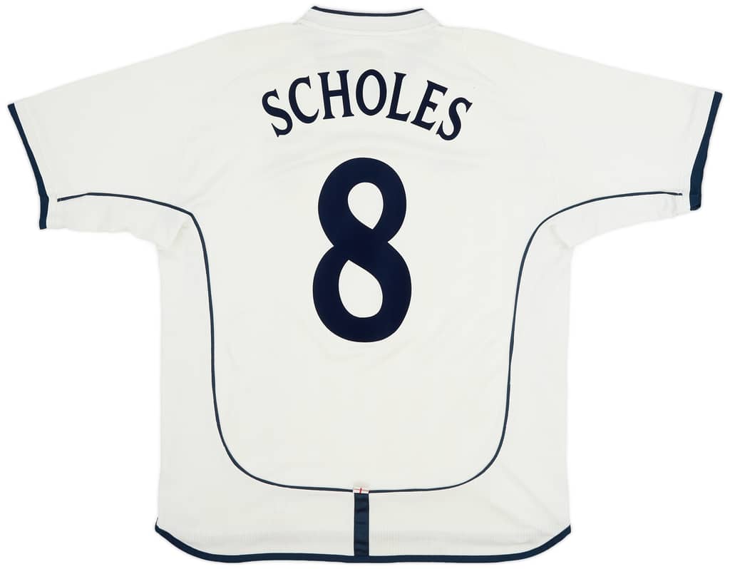2001-03 England Home Shirt Scholes #8 - 8/10 - (L)