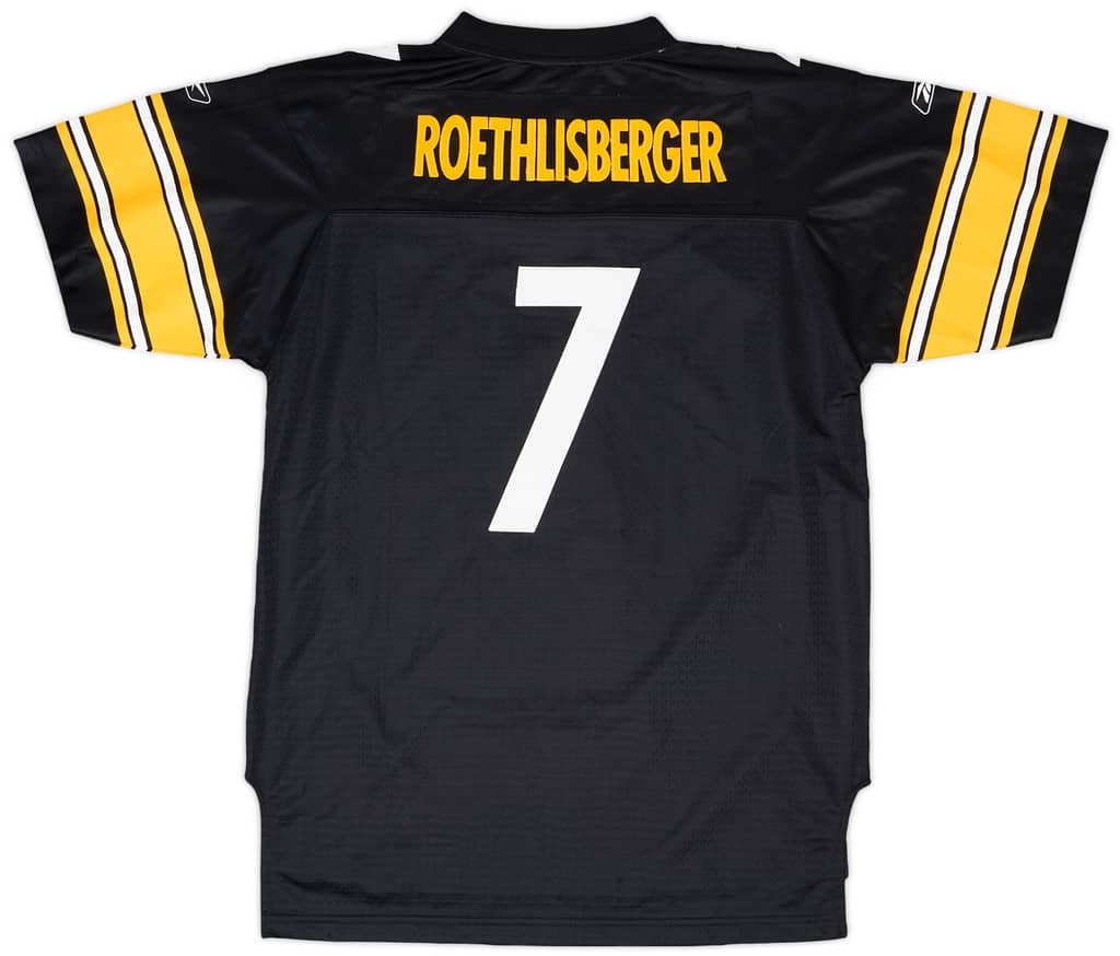 2005-06 Pittsburgh Steelers Roethlisberger #7 Reebok Premier Home Jersey - 8/10 - (XL.Boys)