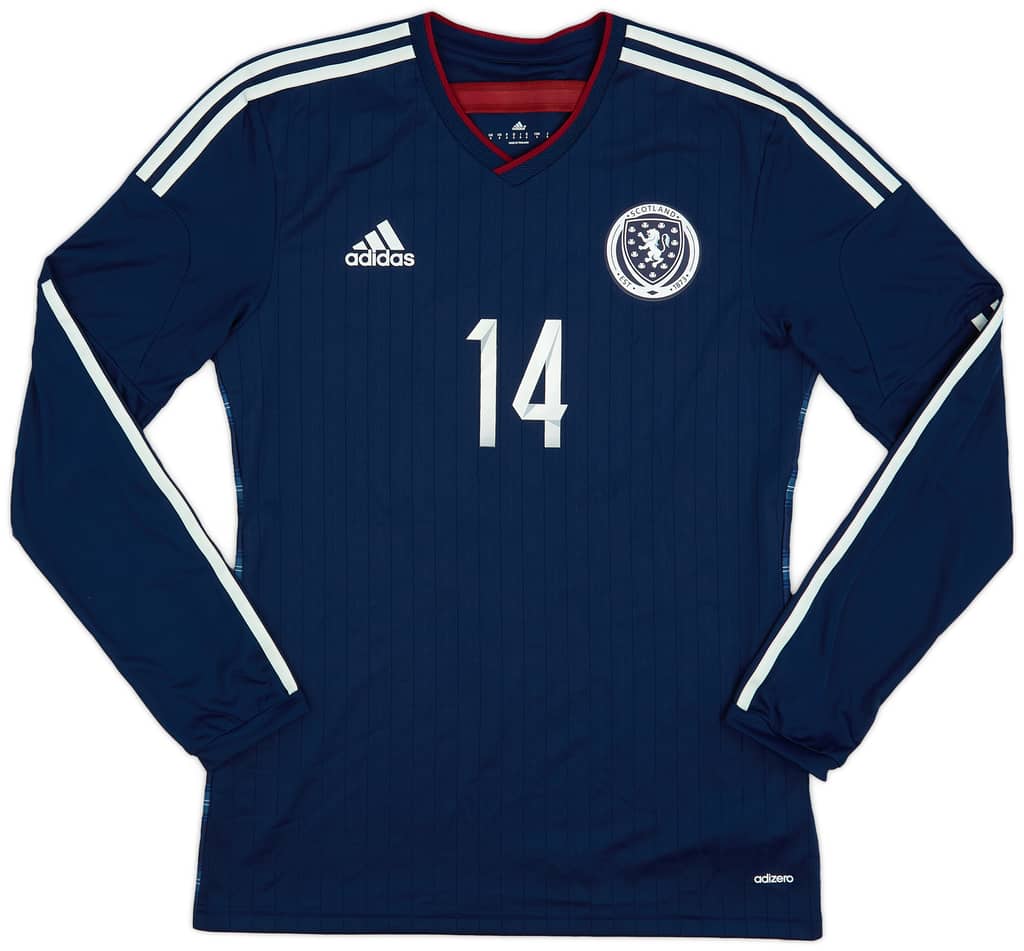 2014-15 Scotland Player Issue Home L/S Shirt #14 - 9/10 - (M)