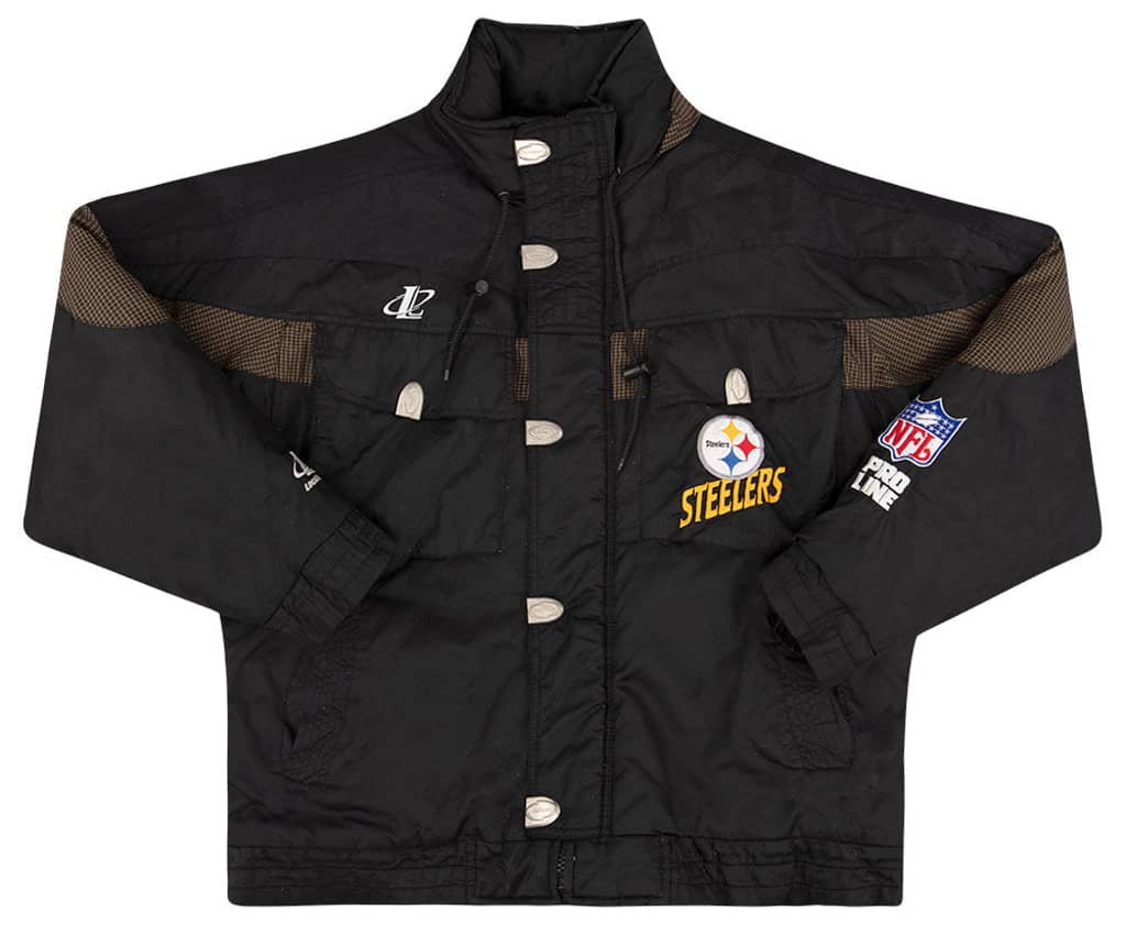 1990s Pittsburgh Steelers Logo Athletic Rain Coat L