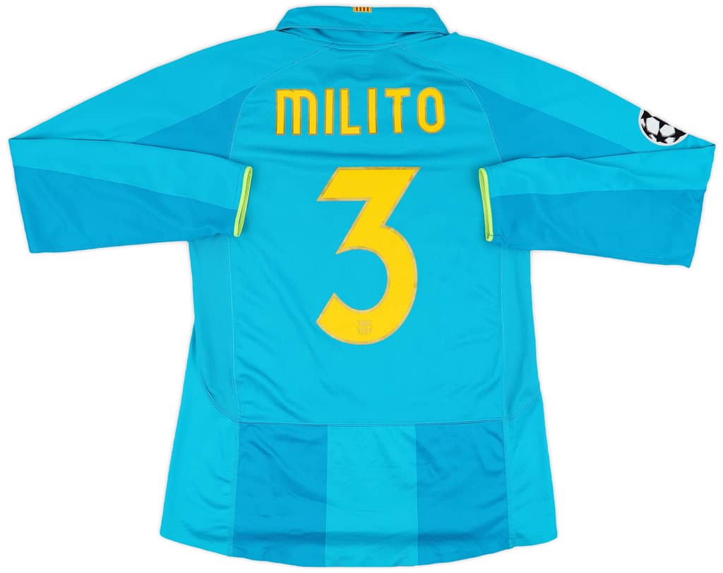 2007-08 Barcelona Match Issue Champions League Away Shirt Milito #3