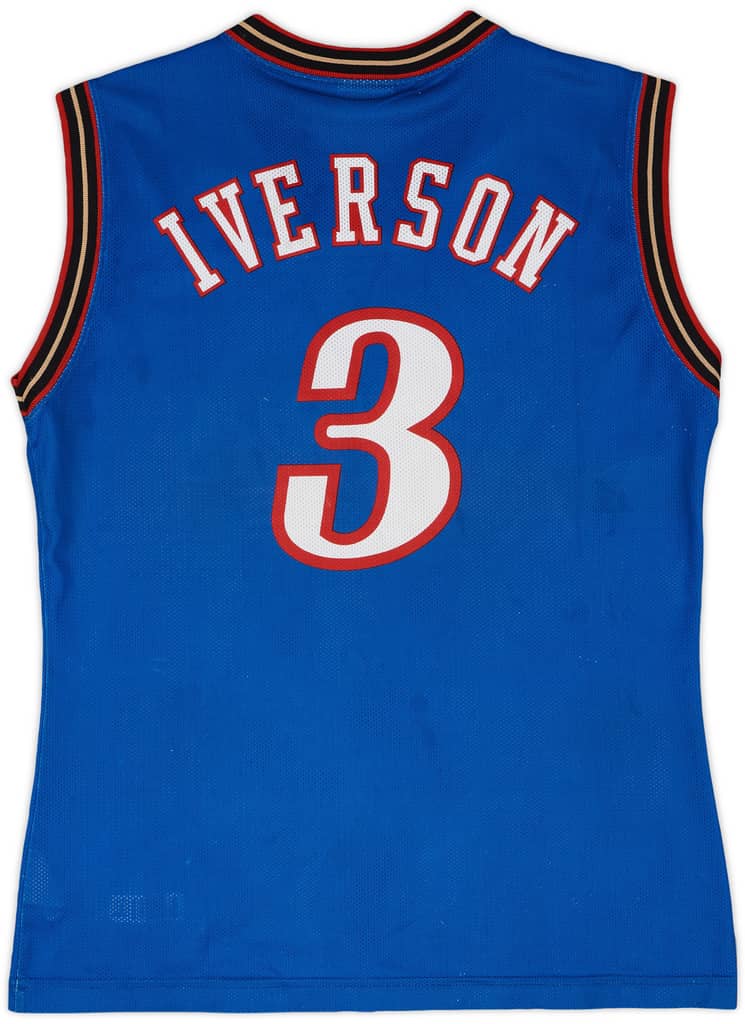 1999-00 Philadelphia 76ers Iverson #3 Champion Alternate Jersey - 8/10 - (S)