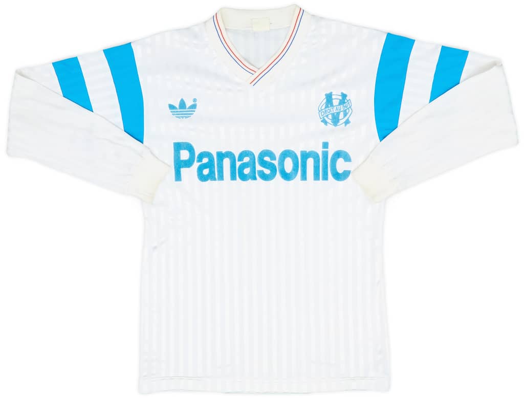 1990-91 Olympique Marseille Home L/S Shirt - 8/10 - (S)