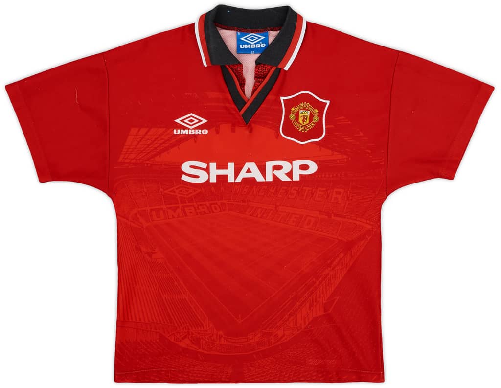 1994-96 Manchester United Home Shirt Irwin #3 - 7/10 - (L.Boys)