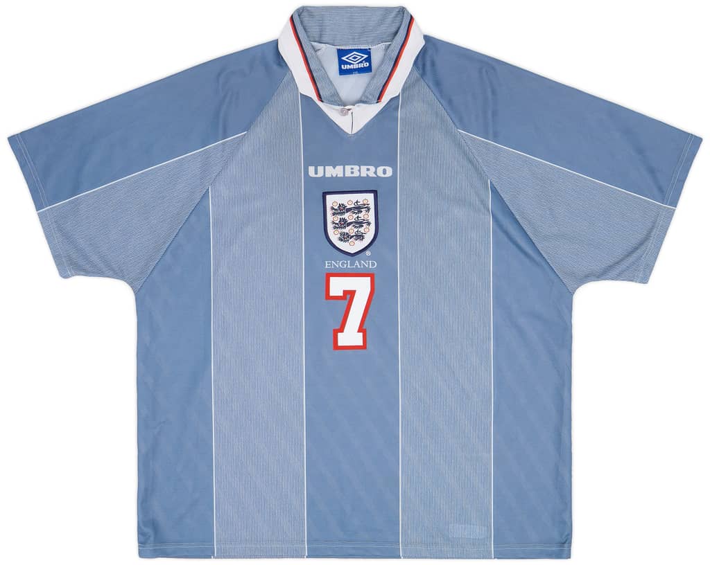 1996-97 England Away Shirt Beckham #7 - 8/10 - (XXL)