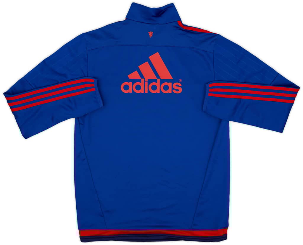2015-16 Manchester United adidas 1/4 Zip Sweat Top - 8/10 - (S)
