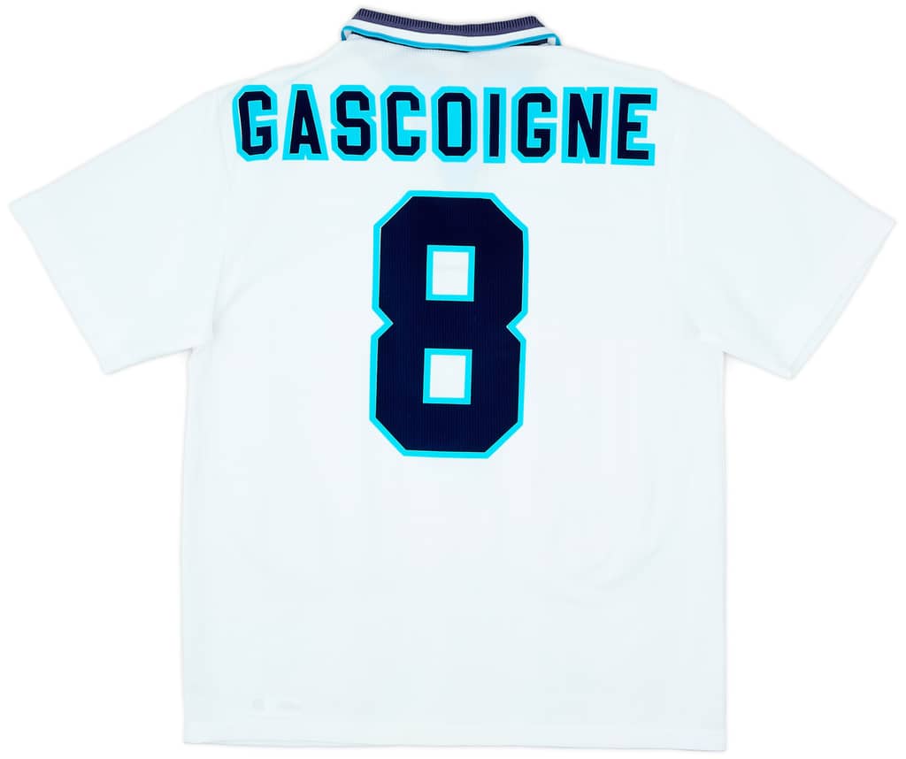 1995-97 England Home Shirt Gascoigne #8 - 8/10 - (L)