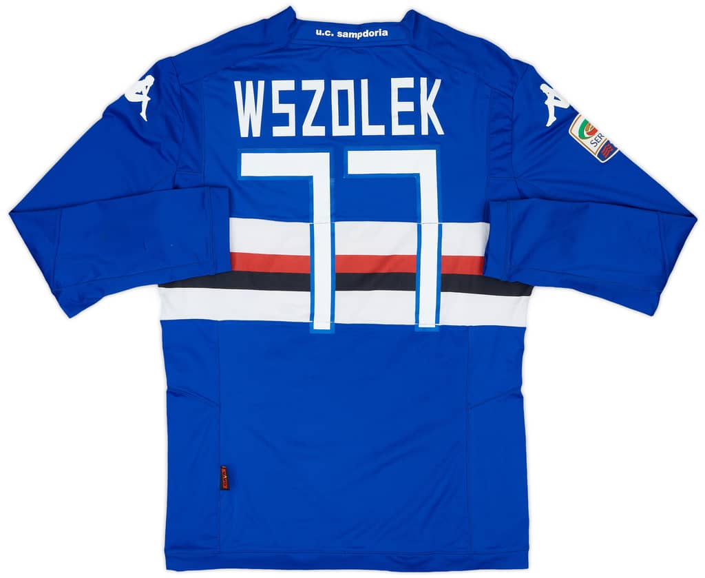 2014-15 Sampdoria Match Issue Home L/S Shirt Wszolek #77