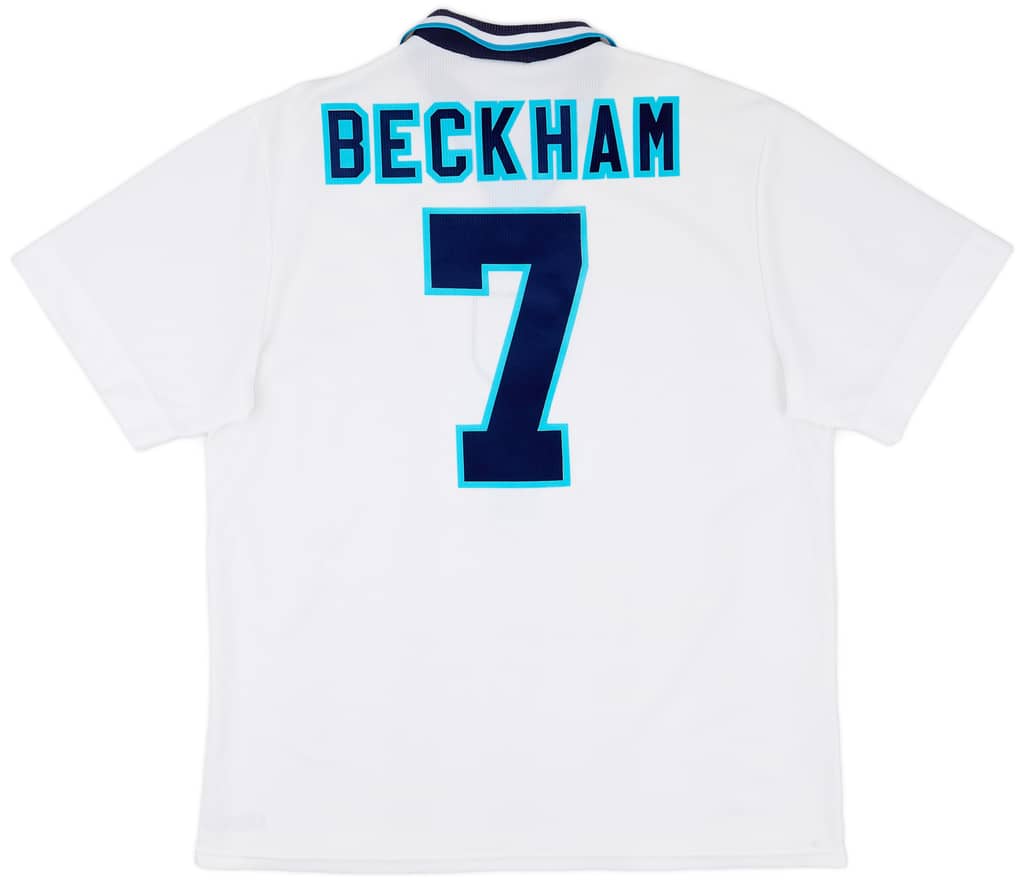 1995-97 England Home Shirt Beckham #7 - 8/10 - (XL)