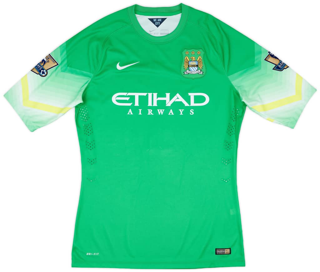 2014-15 Manchester City Match Issue GK S/S Shirt Hart #1