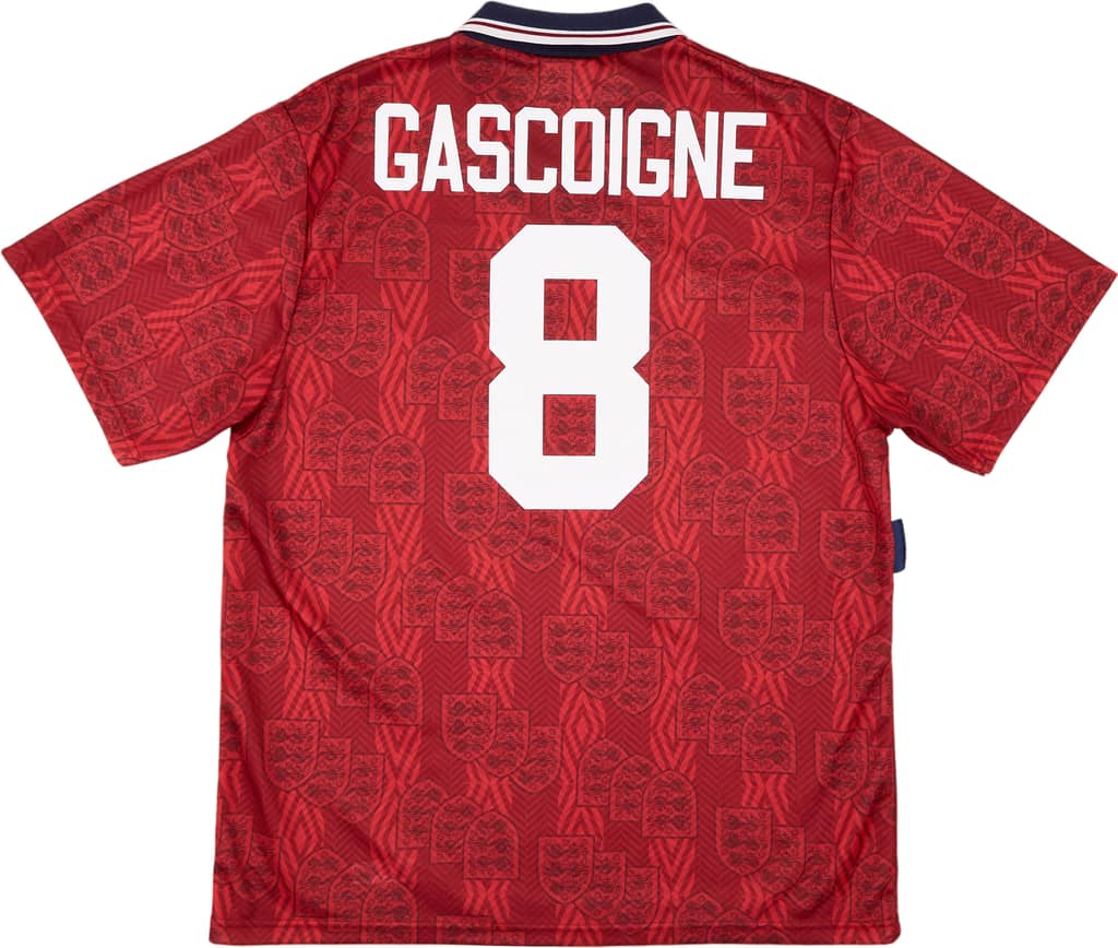 1993-95 England Away Shirt Gascoigne #8 - 8/10 - (XL)