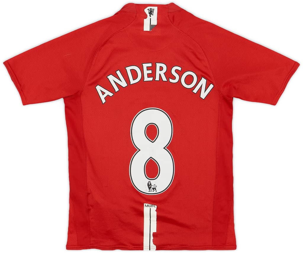 2007-09 Manchester United Home Shirt Anderson #8 - 5/10 - (L.Boys)