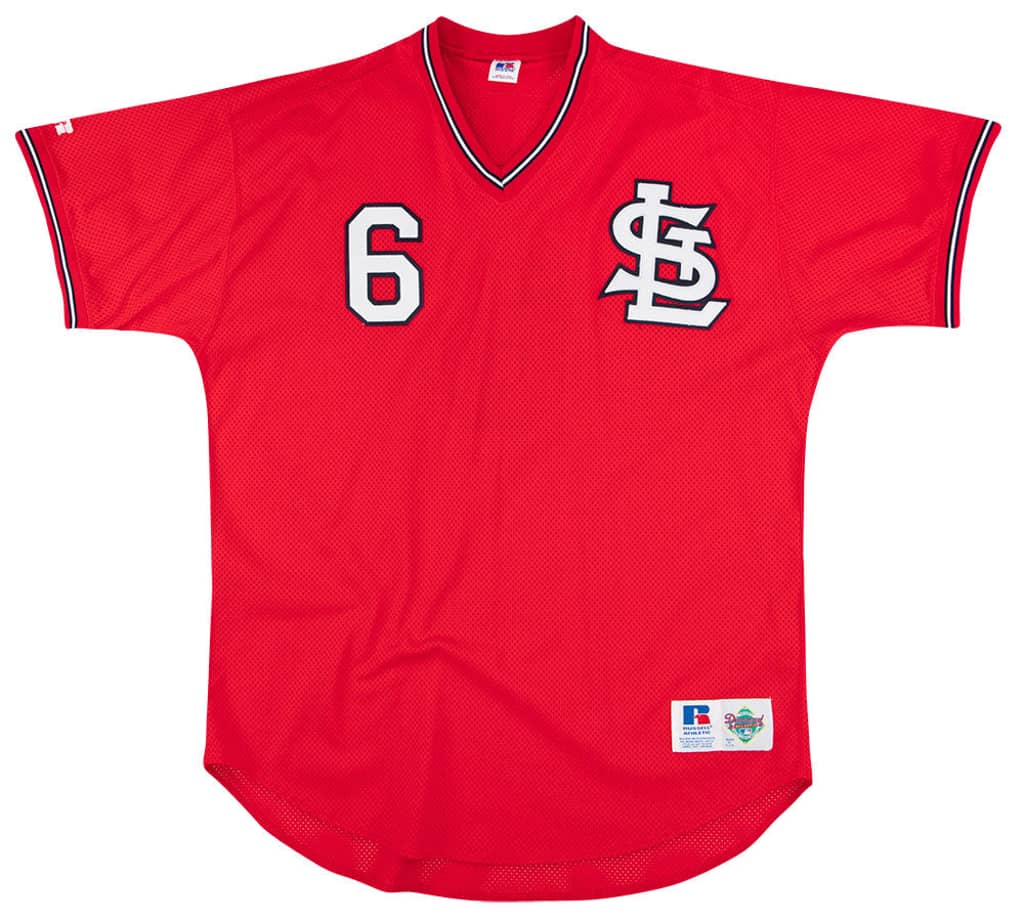 1990s St. Louis Cardinals Haarmann #6 Russell Athletic Diamond Collection Batting Practice Jersey XXL