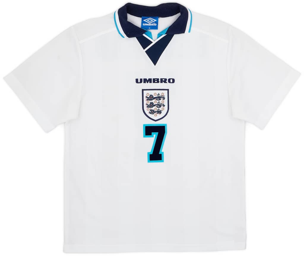1995-97 England Home Shirt Beckham #7 - 8/10 - (M)