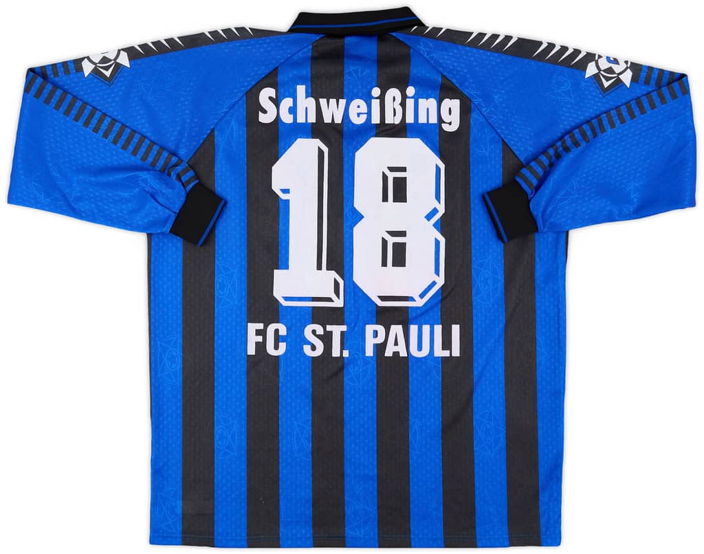 1995-96 St Pauli Match Issue Away Shirt Schweißing #18