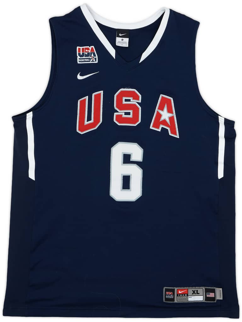 2010 USA James #6 Nike Authentic Away Jersey - 6/10 - (XL)