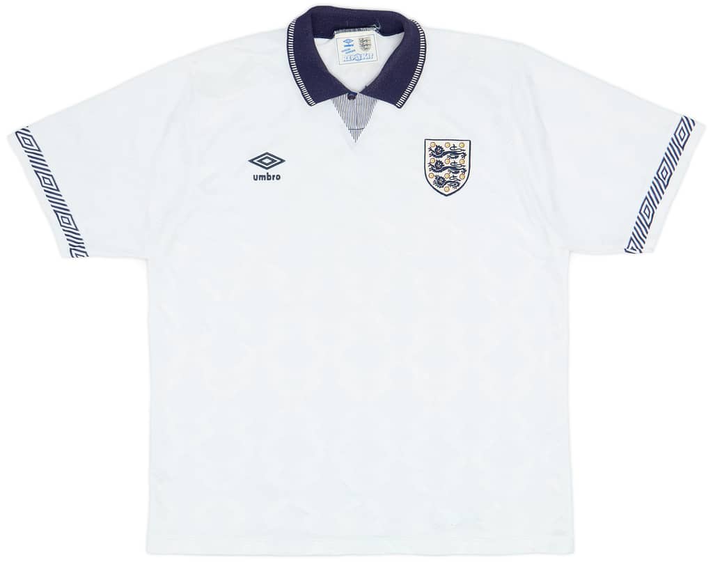 1990-92 England Home Shirt - 8/10 - (XL)