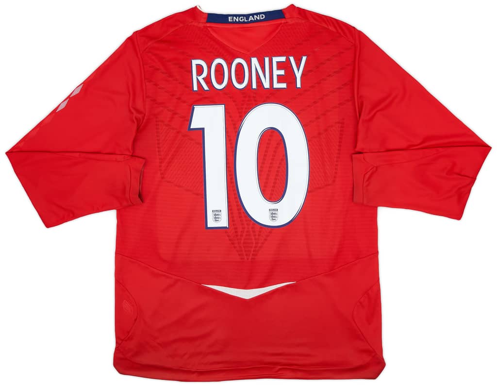 2008-10 England Away L/S Shirt Rooney #10 - 6/10 - (L)