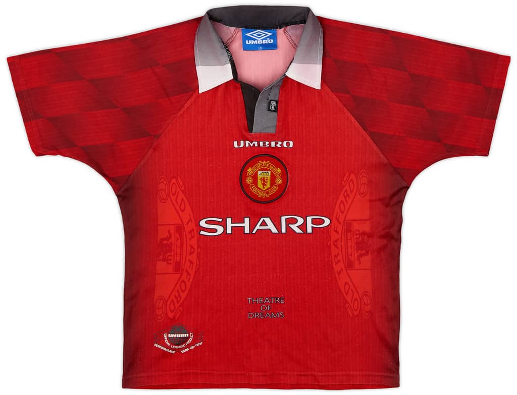 1996-98 Manchester United Home Shirt - 7/10 - (L.Boys)
