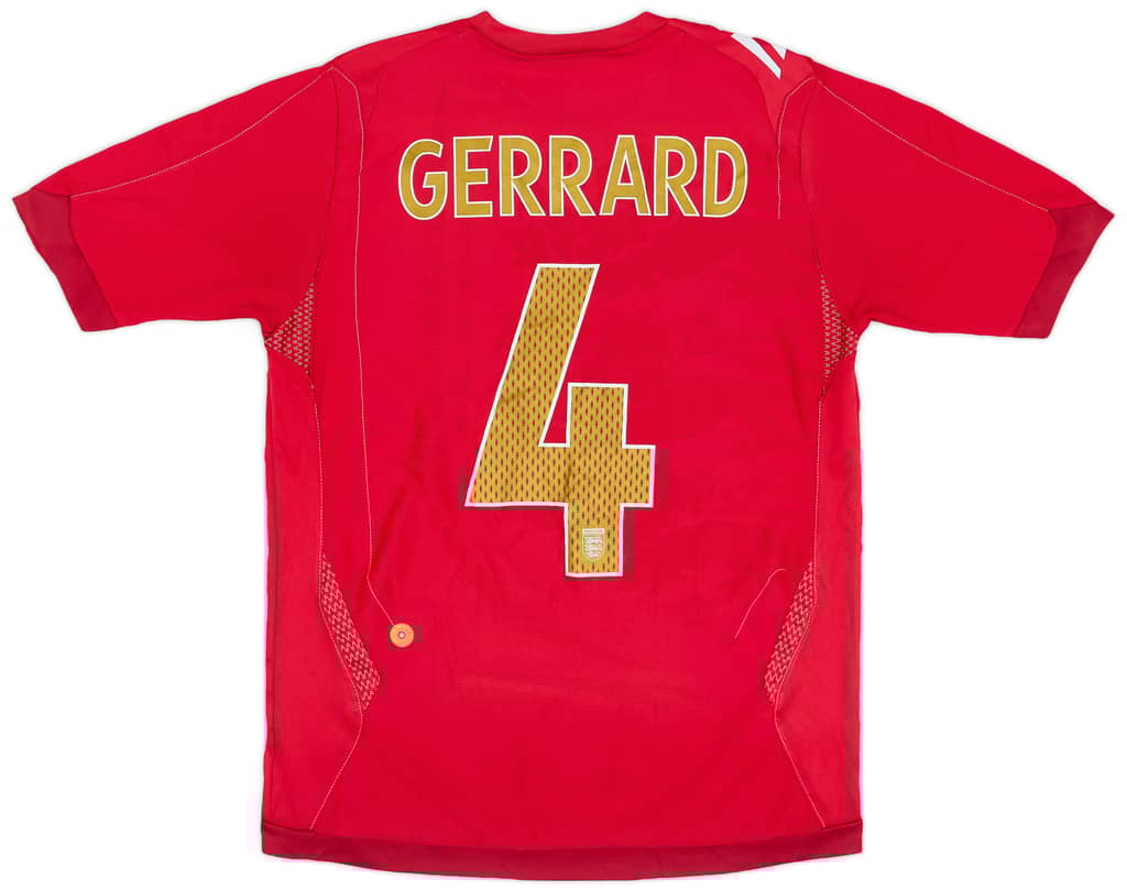 2006-08 England Away Shirt Gerrard #4 - 6/10 - (S)