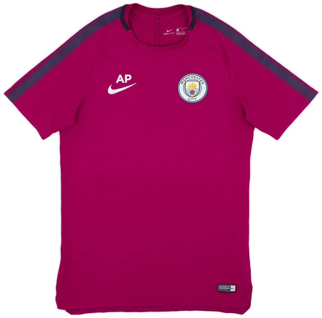 2017-18 Manchester City Staff Issue Training Shirt 'AP' - 9/10 - (M)