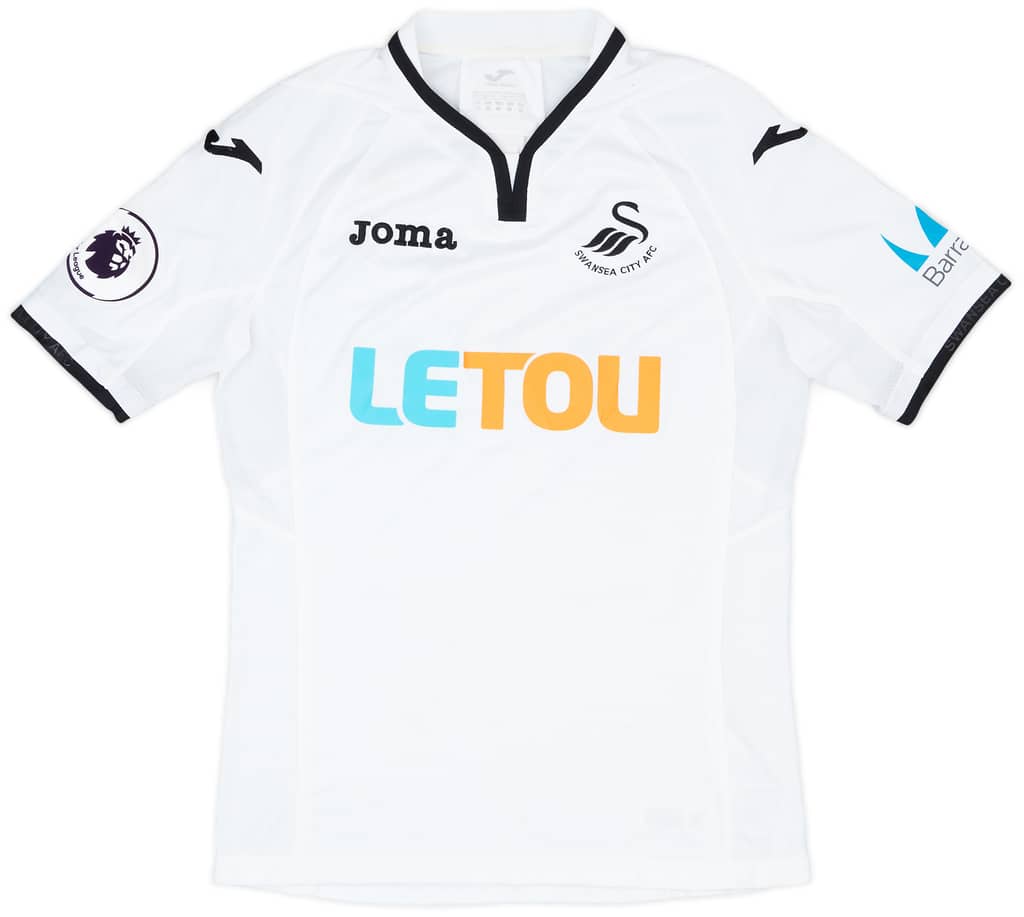 2017-18 Swansea Match Issue Home Shirt Naughton #26